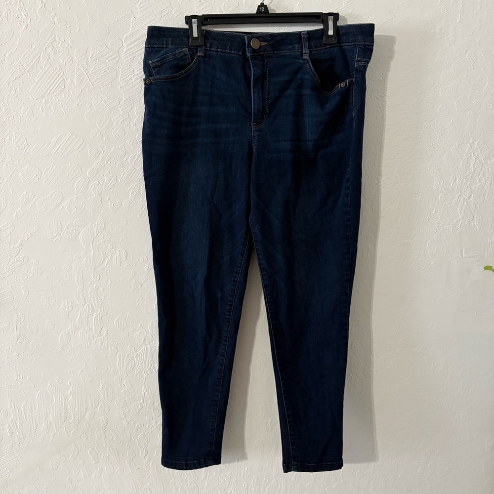 Democracy Luxe High Rise "Ab"solution Ankle Length Skinny Jeans Women's 14 Blue